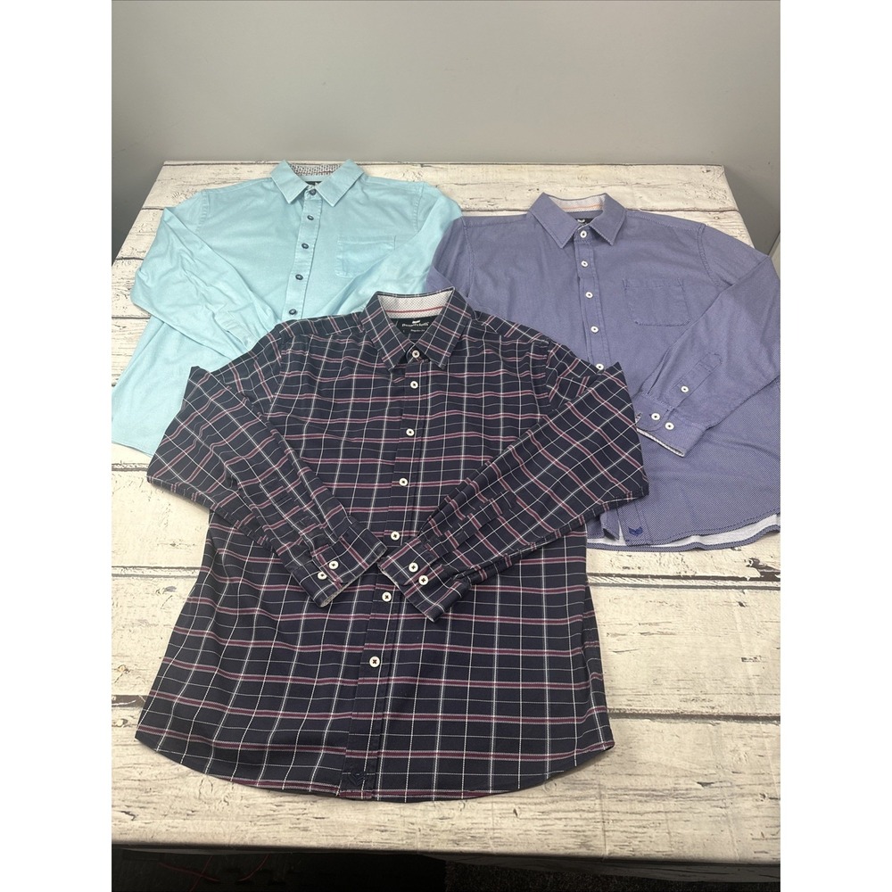 (Lot of 3)-Buttercloth  Long Sleeve Shirts Mens Large Regular Fit Button Up